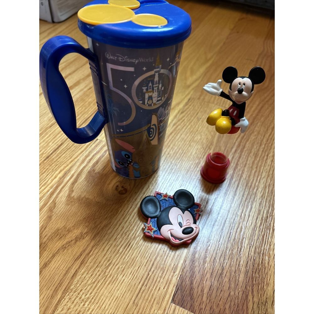 Mickey Mouse Vintage Gym Ball Dispenser, Mickey Magnet and 50th Anniversary Cup